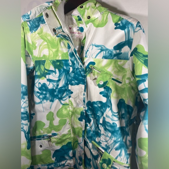 Powder Room blue green winter snowboarding jacket - size XL - Picture 6 of 8